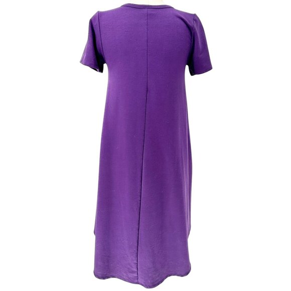 LuLaRoe Carly Dress Womens M Purple Short Sleeve Relaxed Fit With Pocket Comfy - Picture 6 of 10